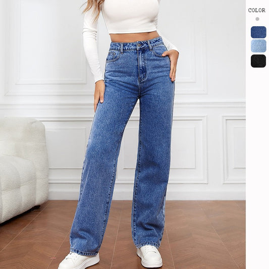 Fashion Straight Jeans Women's Mid Waist