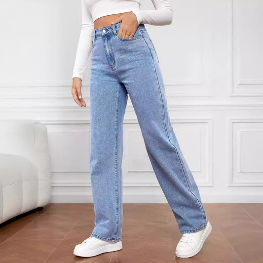 Fashion Straight Jeans Women's Mid Waist