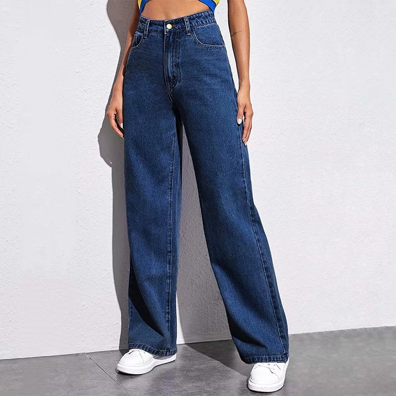 Fashion Straight Jeans Women's Mid Waist