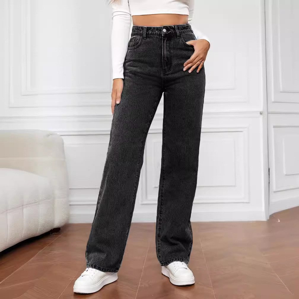 Fashion Straight Jeans Women's Mid Waist